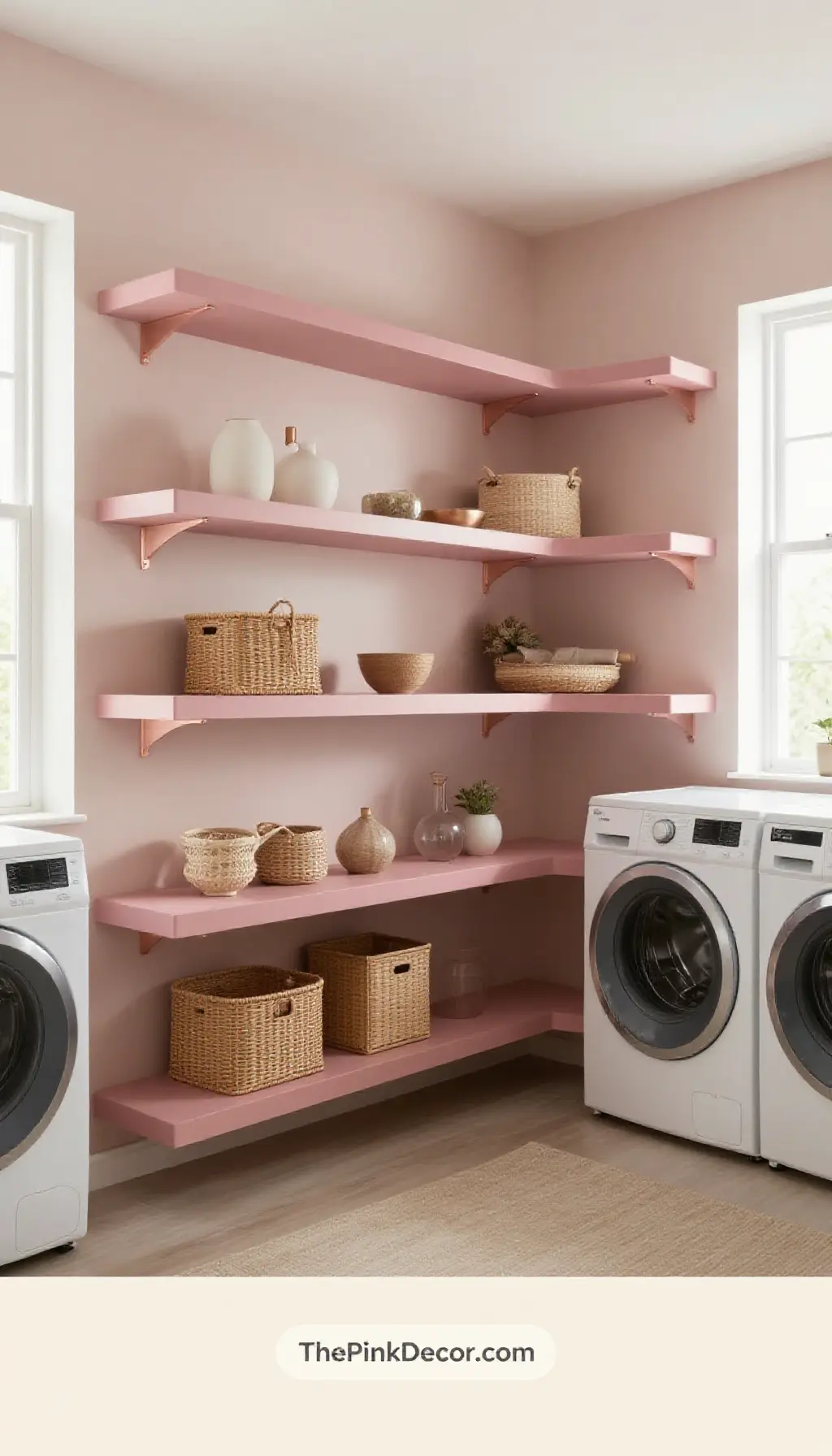 Complete Laundry Room with pink decor elements