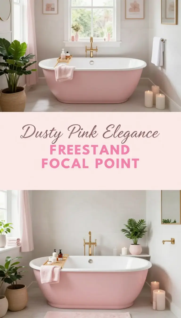 Dusty Pink Freestanding Bathtub Focal Point - Bathroom - The Pink Decor
