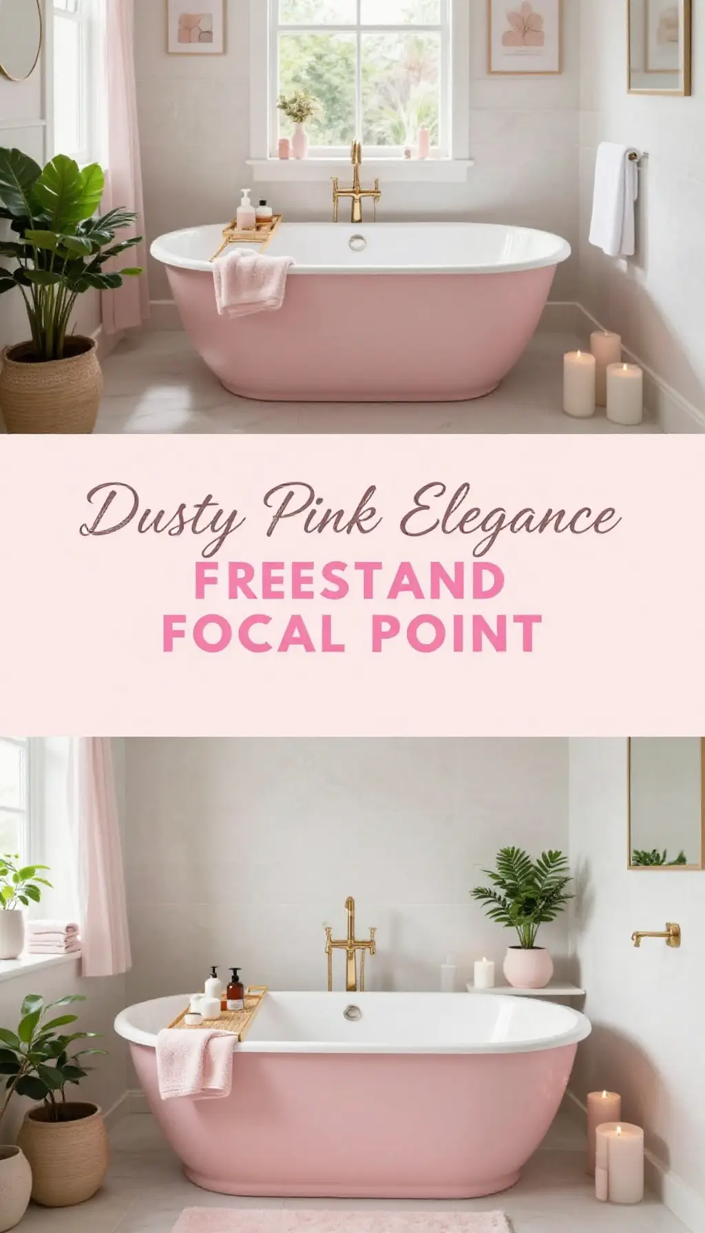 Dusty Pink Freestanding Bathtub Focal Point - Bathroom - The Pink Decor