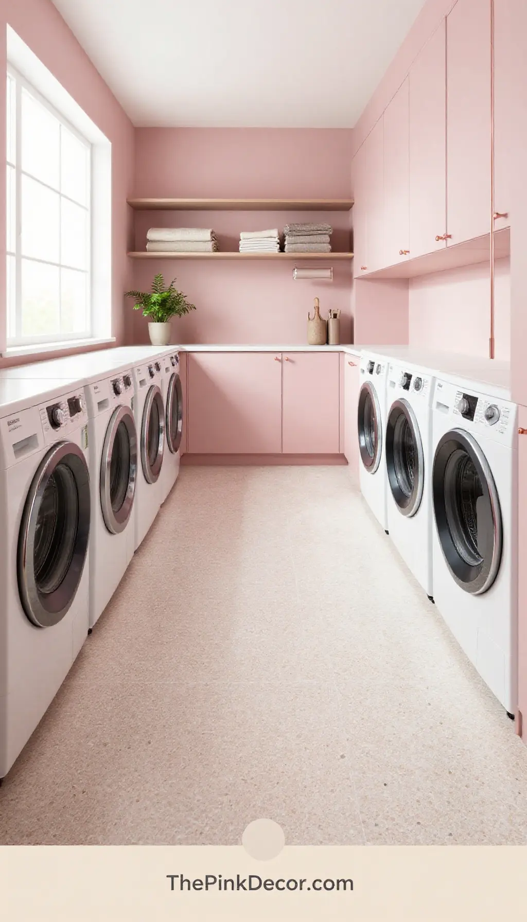 Complete Laundry Room with pink decor elements