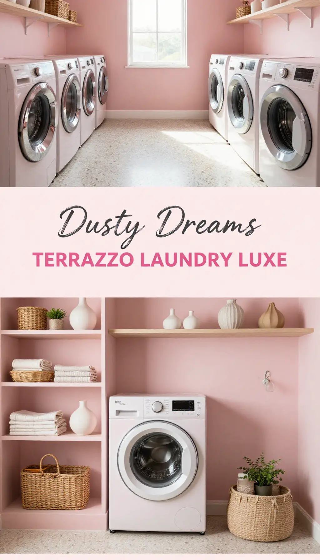 Dusty Pink Laundry Room with Terrazzo Flooring - Laundry Room - The Pink Decor