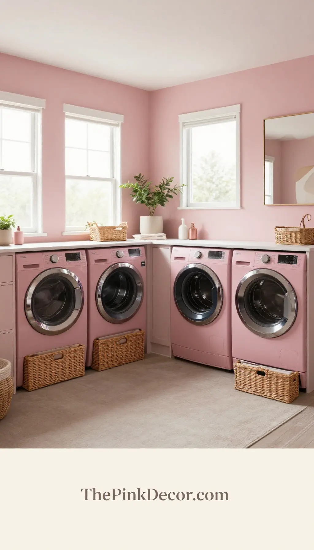Complete Laundry Room with pink decor elements