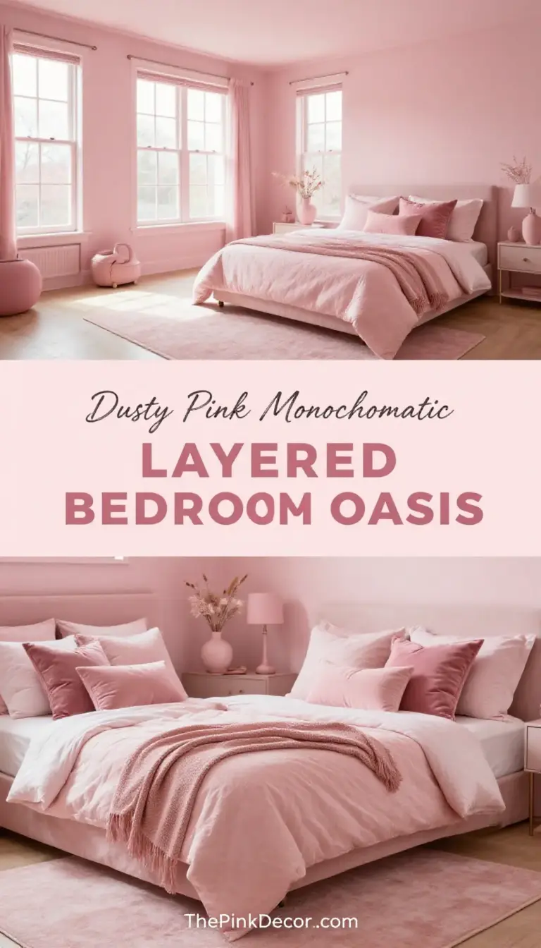 Dusty Pink Monochromatic Layered Bedroom Oasis - Bedroom - The Pink Decor