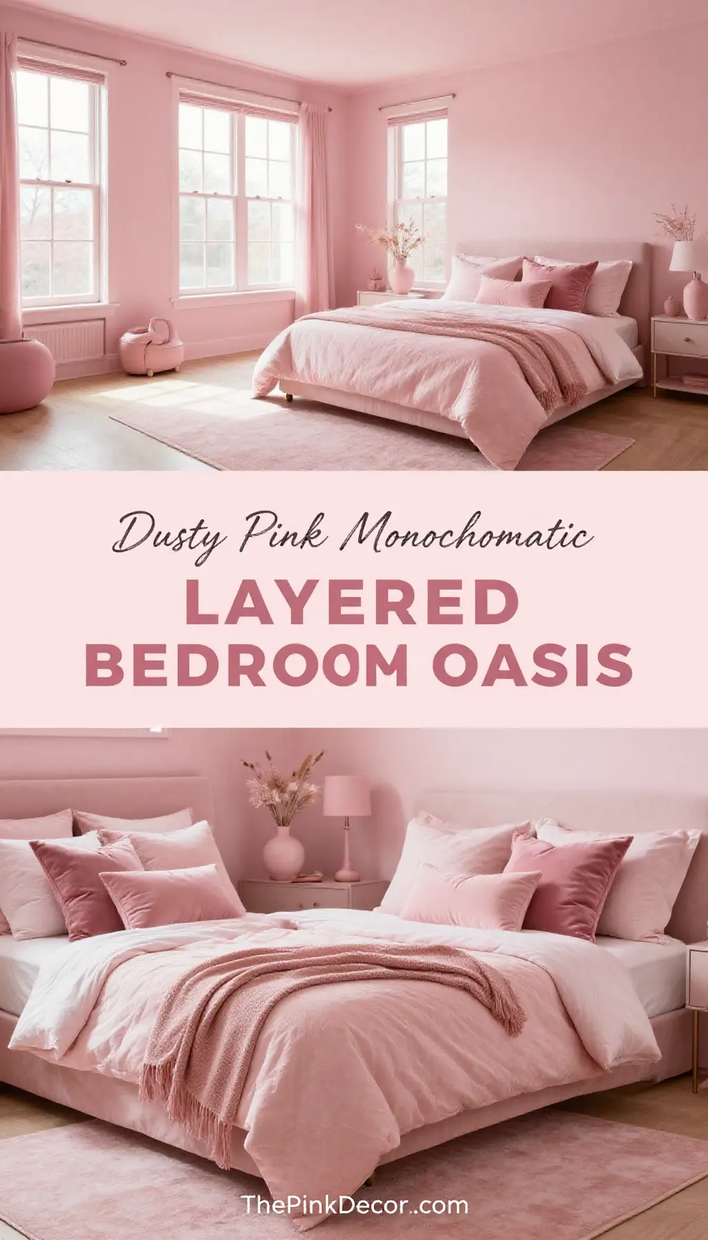Dusty Pink Monochromatic Layered Bedroom Oasis - Bedroom - The Pink Decor