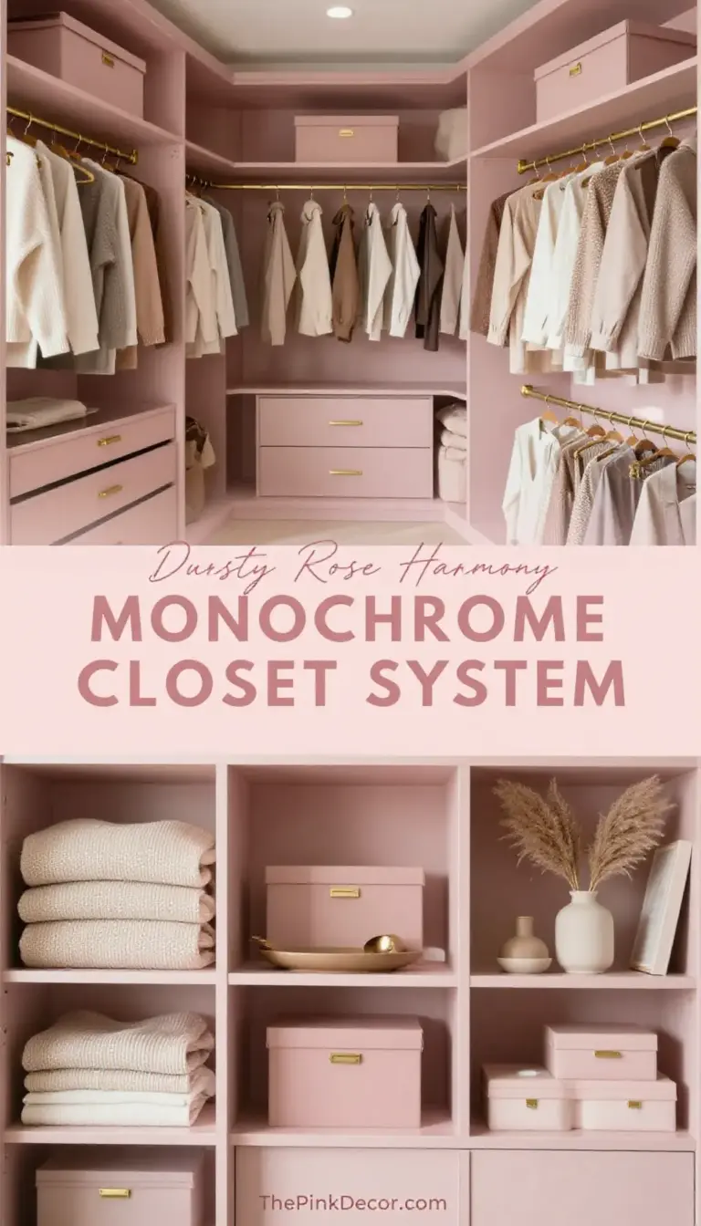 Dusty Pink Monochrome Closet Organization System - Closet - The Pink Decor