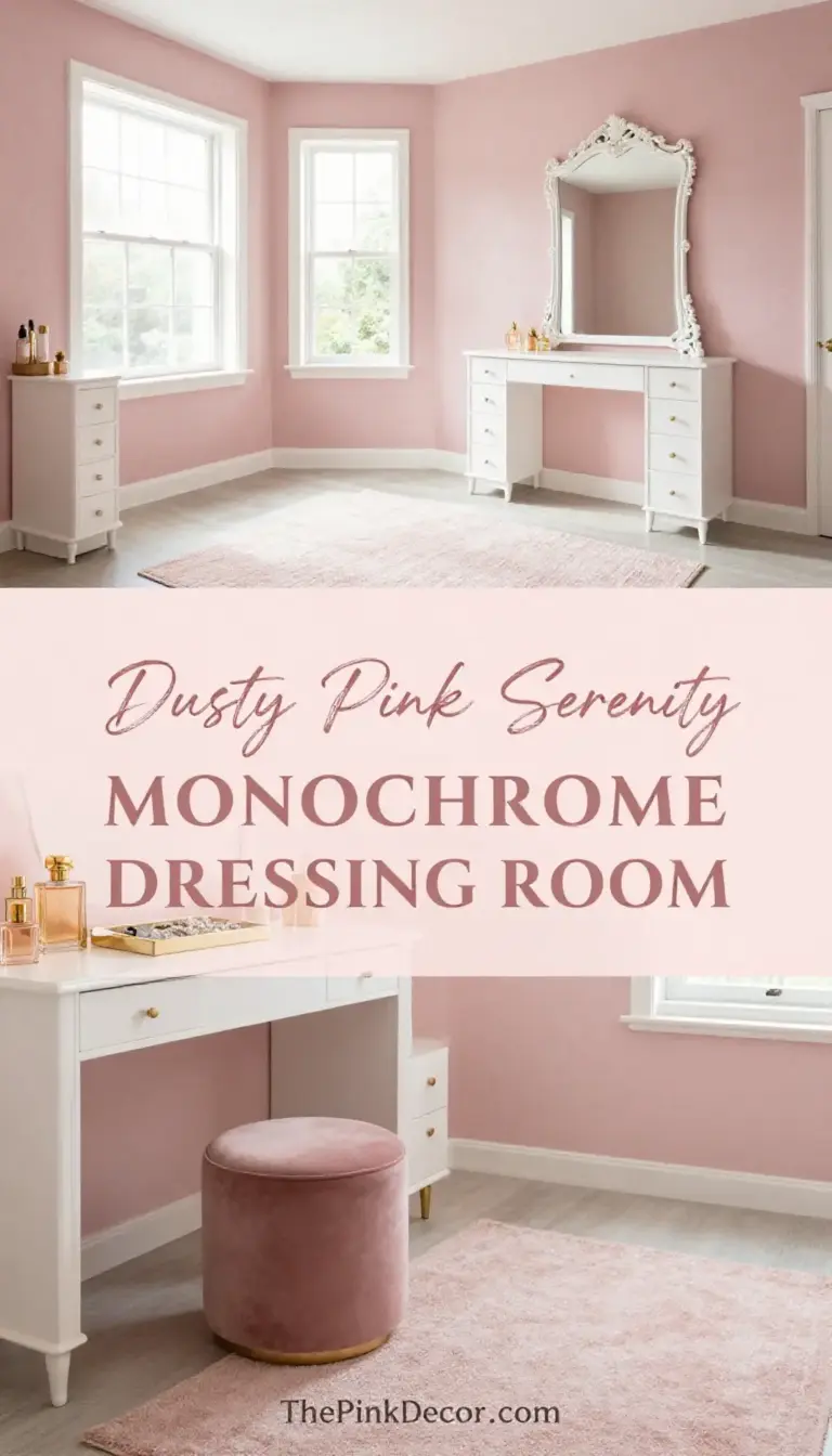Dusty Pink Monochrome Dressing Room with Textured Walls - Dressing Room - The Pink Decor