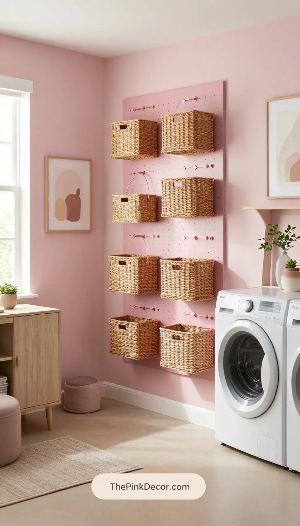 Complete Laundry Room with pink decor elements