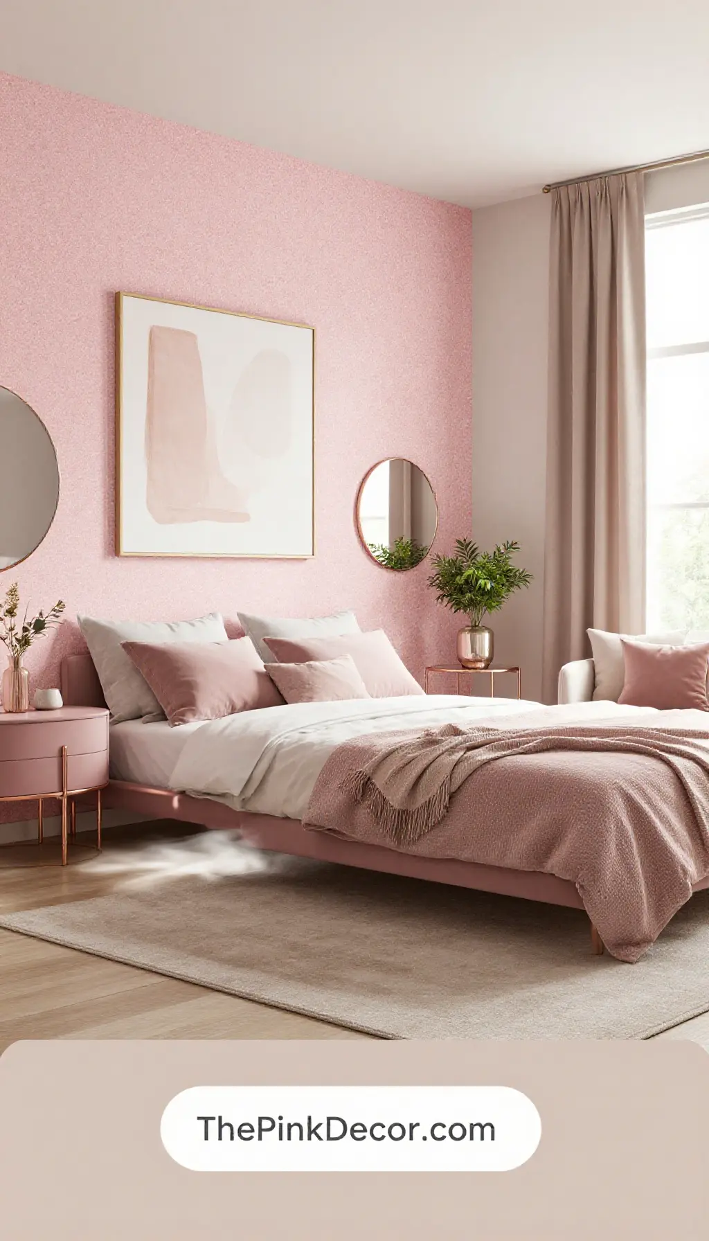 Complete Bedroom with pink decor elements