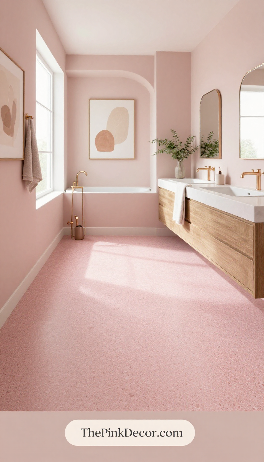 Complete Bathroom with pink decor elements