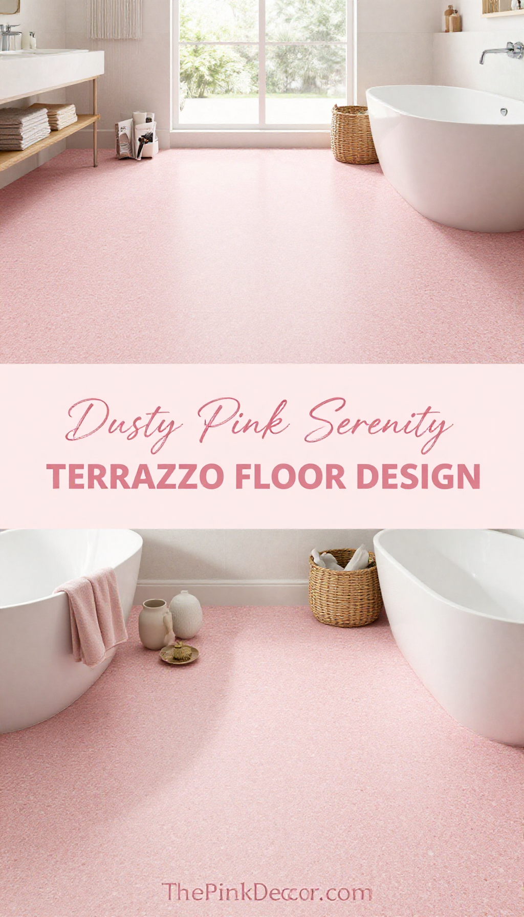Dusty Pink Terrazzo Bathroom Floor Design - Bathroom - The Pink Decor
