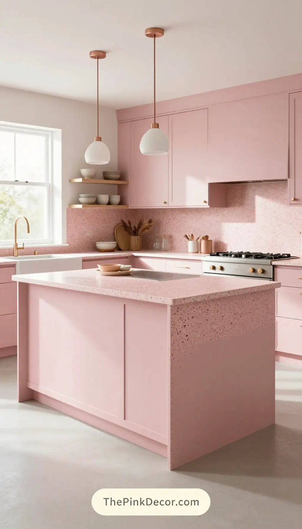 Complete Kitchen with pink decor elements