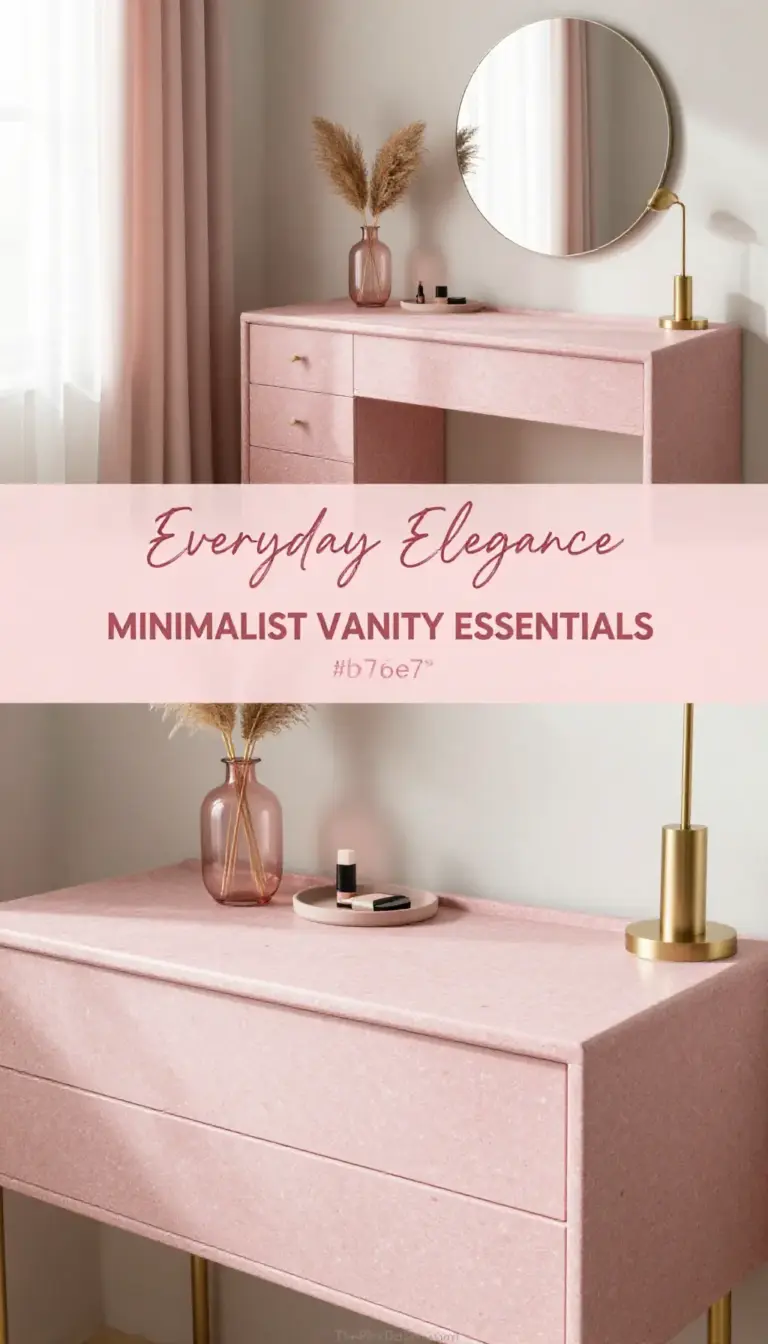 Dusty Pink Terrazzo Vanity Table with Minimalist Storage - Dressing Room - The Pink Decor