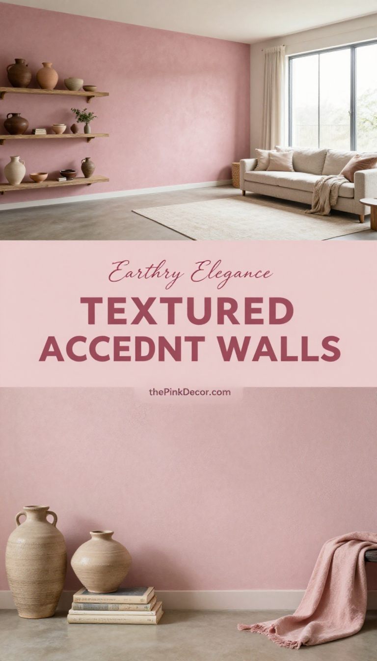 Dusty Pink Textured Accent Wall Design - Bedroom - The Pink Decor