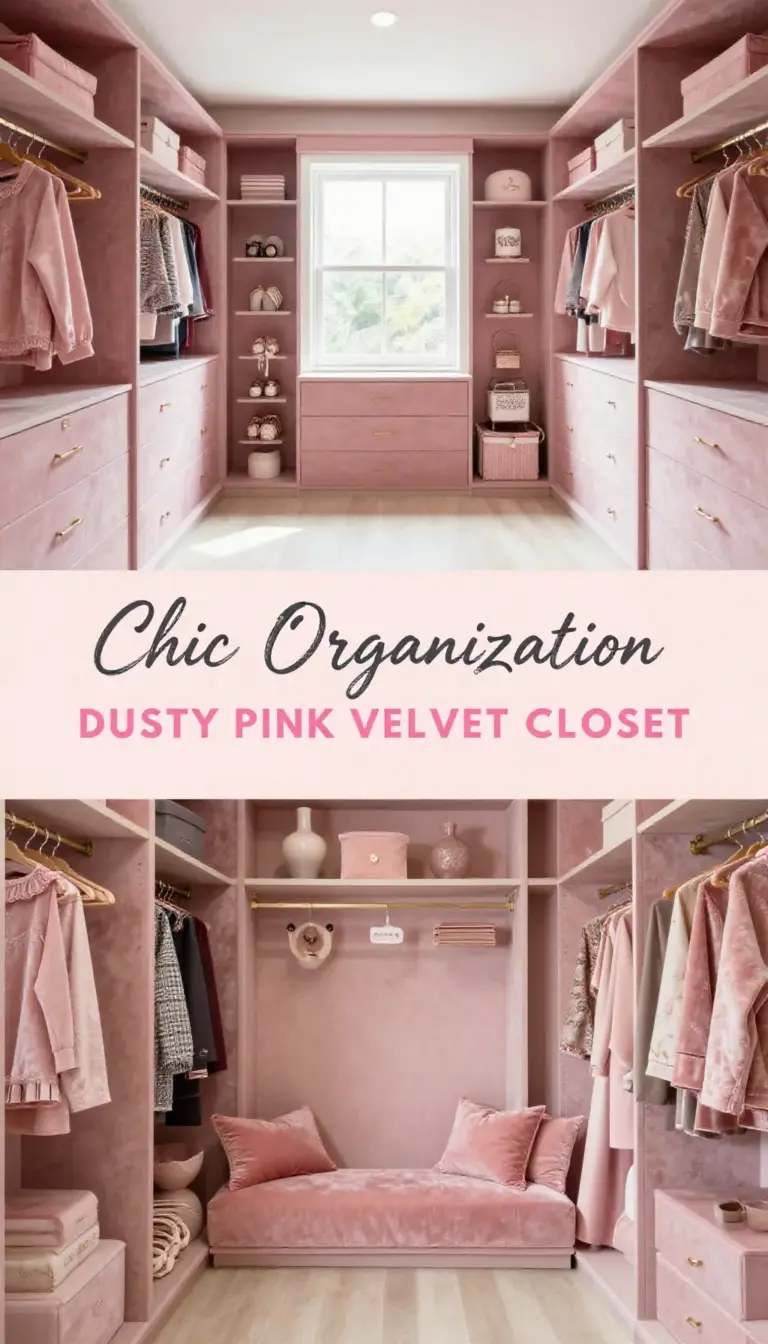 Dusty Pink Velvet Accent Closet Design - Closet - The Pink Decor