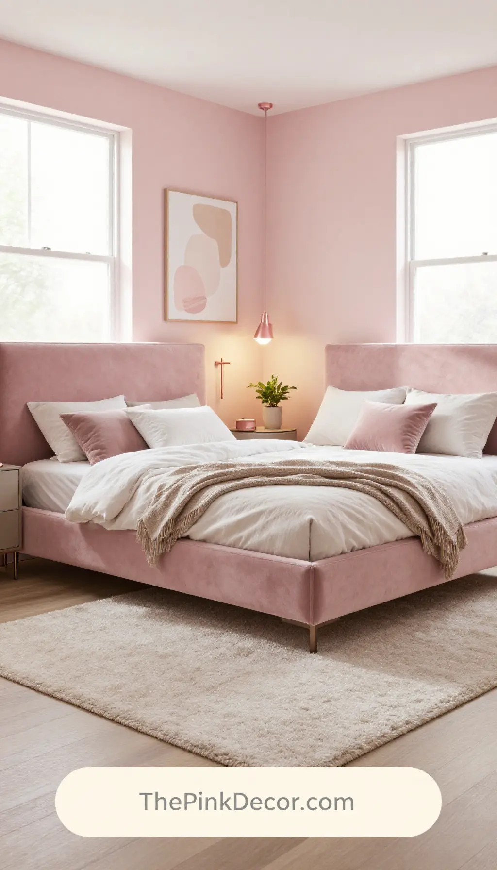 Complete Bedroom with pink decor elements