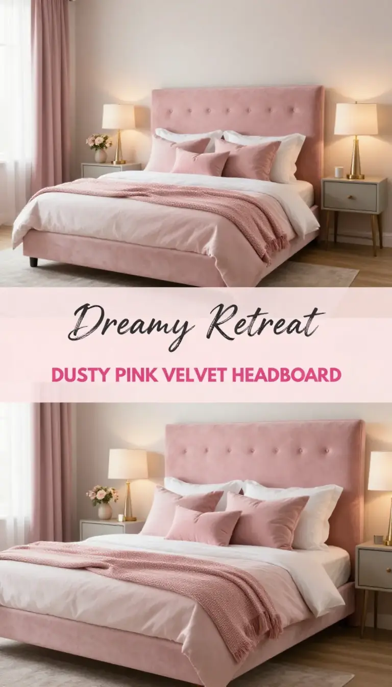 Dusty Pink Velvet Headboard with Ambient Lighting - Bedroom - The Pink Decor