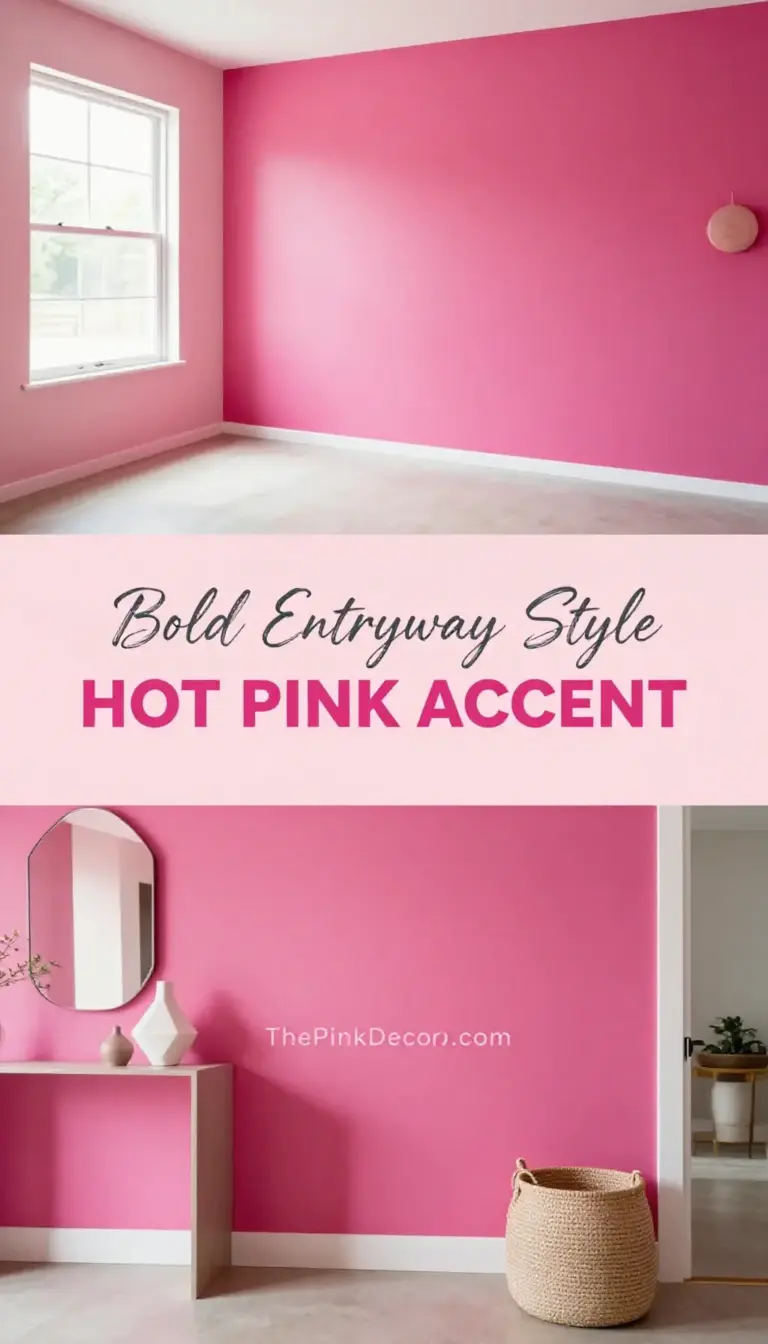 Hot Pink Accent Wall Entryway with Minimalist Decor - Entryway - The Pink Decor