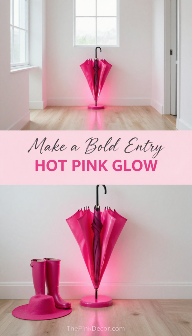 Hot Pink Statement Umbrella Stand with Neon Lighting - Entryway - The Pink Decor
