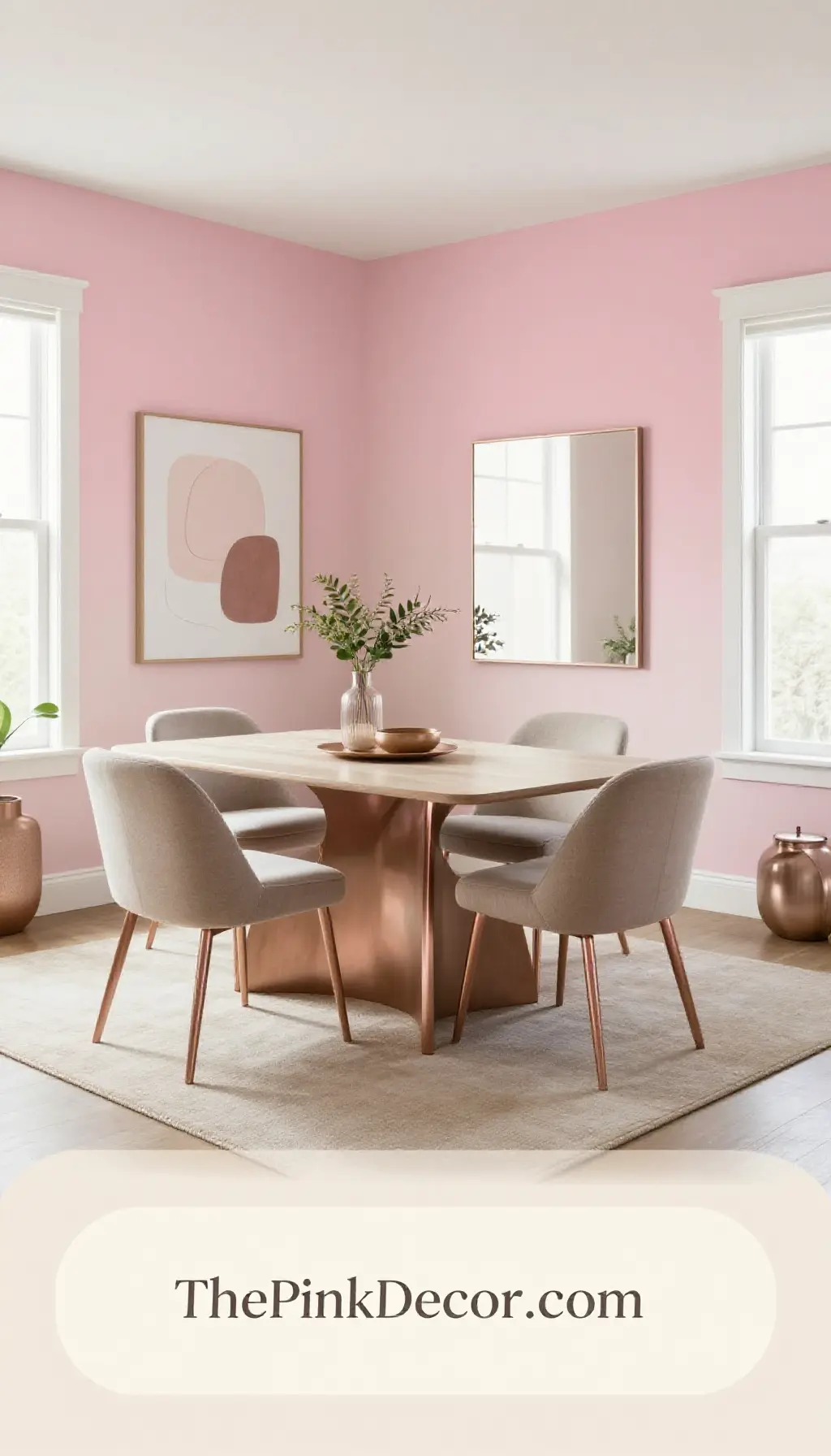 Complete Dining Room with pink decor elements