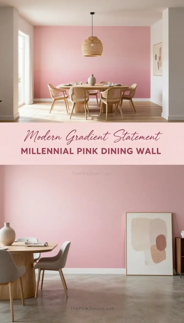 Millennial Pink Gradient Dining Room Wall Design - Dining Room - The Pink Decor