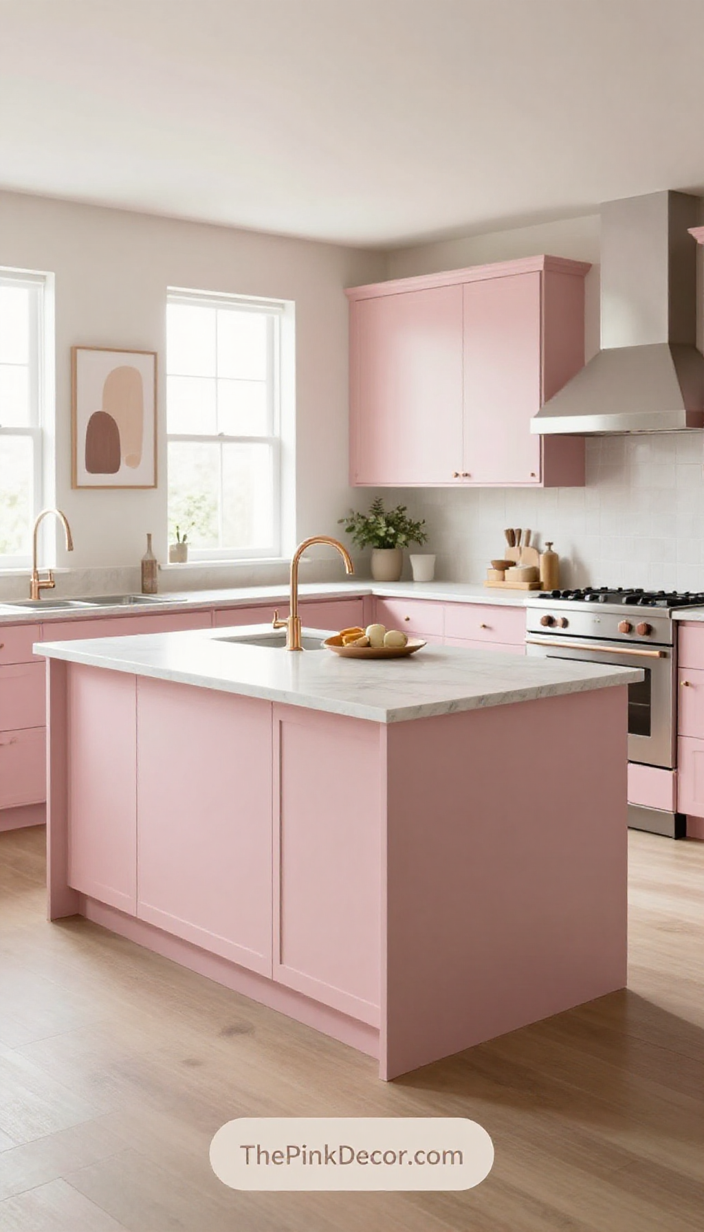Complete Kitchen with pink decor elements