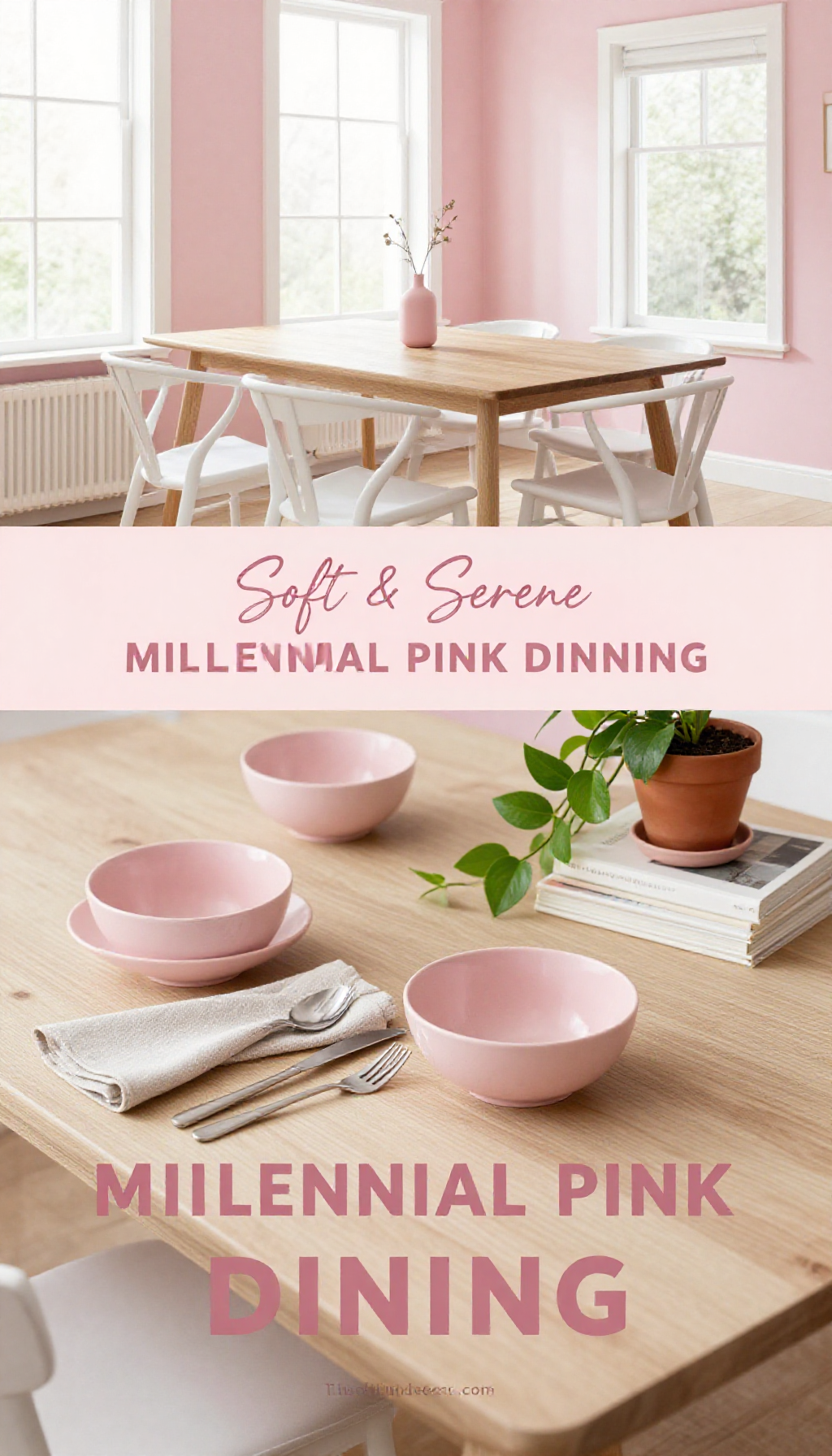 modern millennial pink Scandinavian dining room decor ideas with wood accents - Featured Design Millennial Pink Scandinavian Dining Room Concept - Dining Room - The Pink Decor