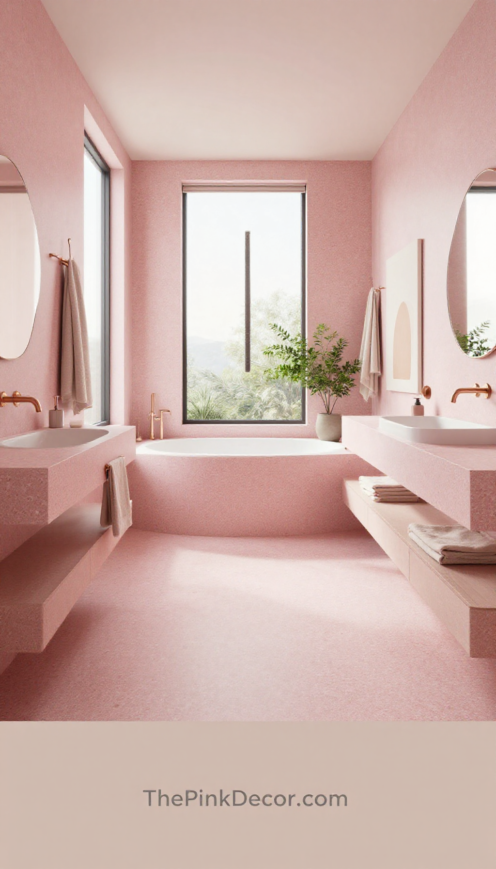 Complete Bathroom with pink decor elements