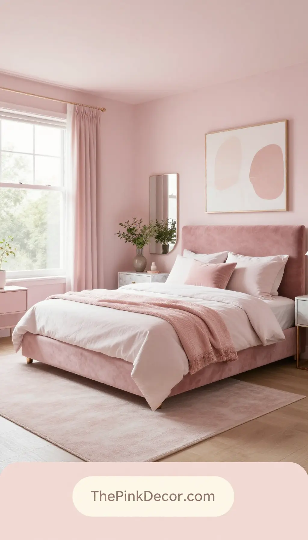 Complete Bedroom with pink decor elements