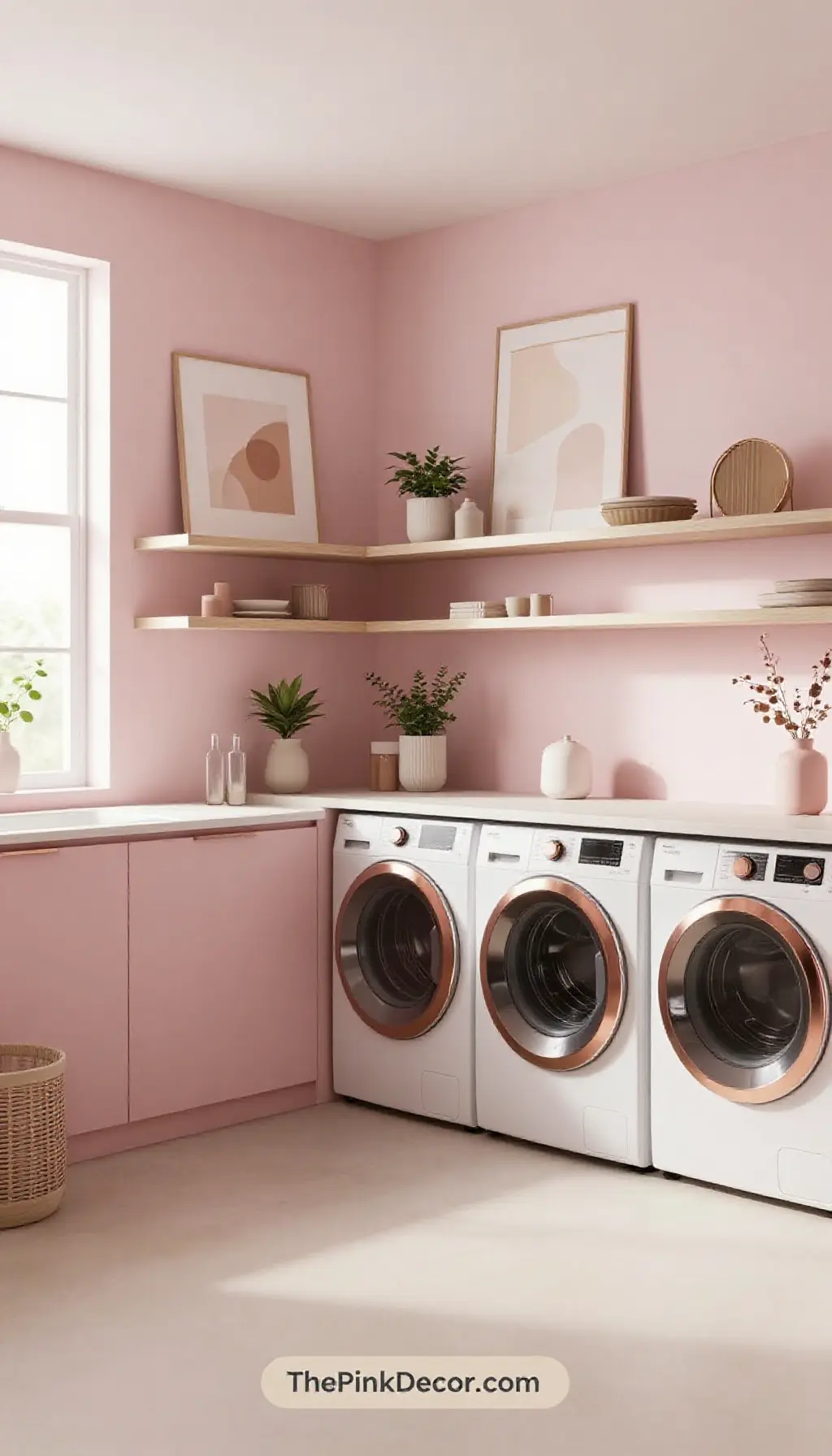 Complete Laundry Room with pink decor elements