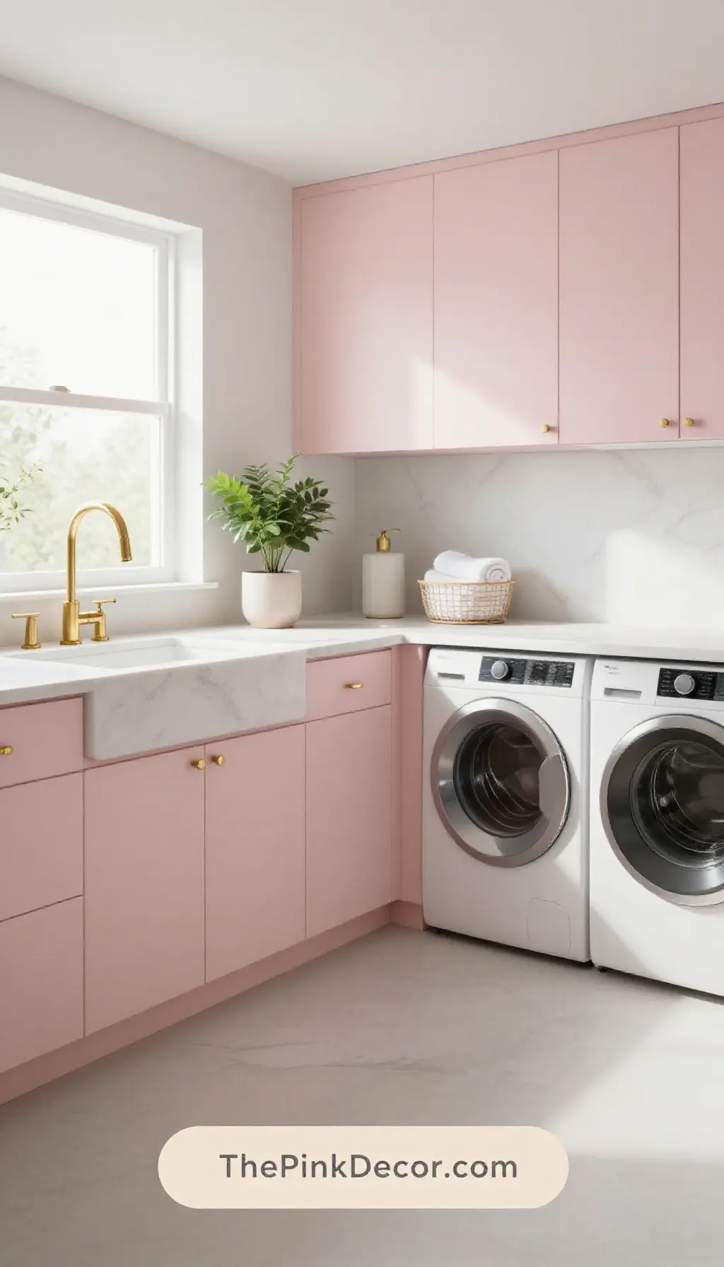 Complete Laundry Room with pink decor elements