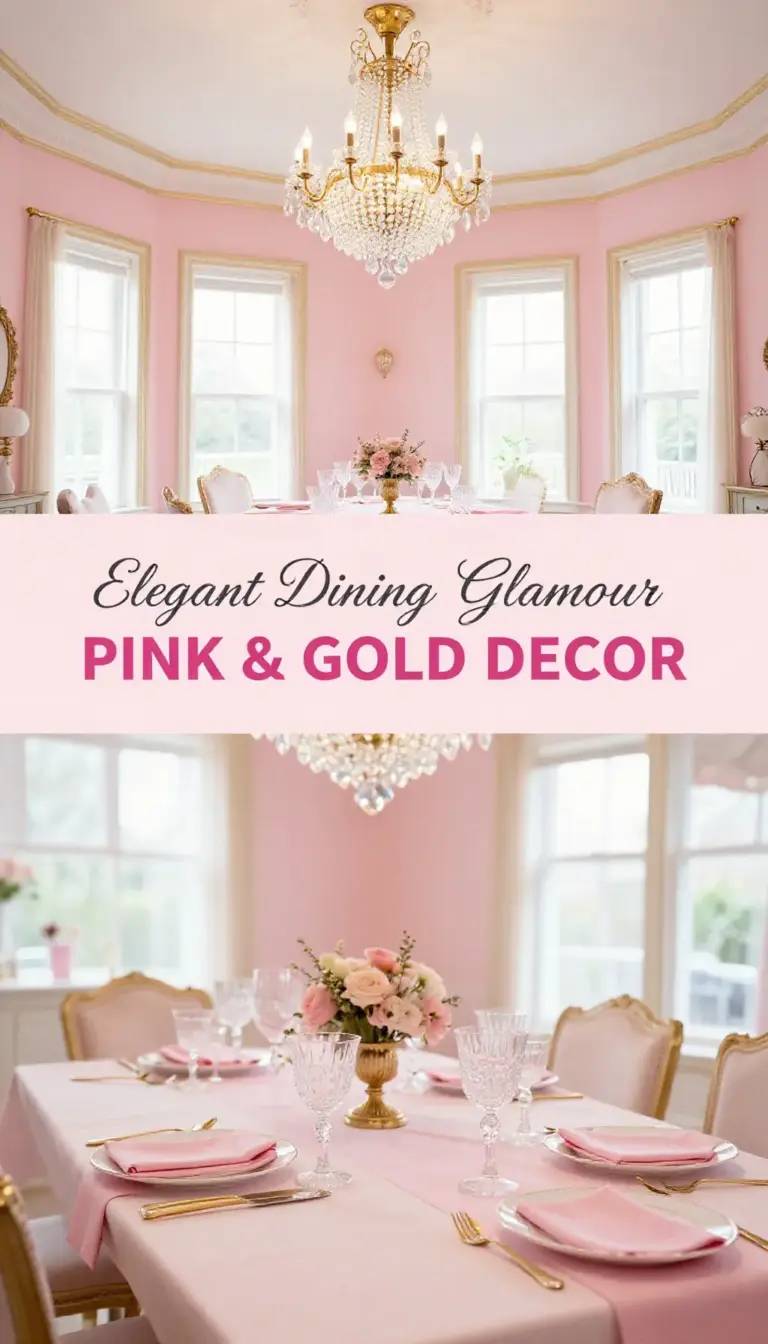 Pink and Gold Dining Room Decor with Crystal Chandelier - Dining Room - The Pink Decor