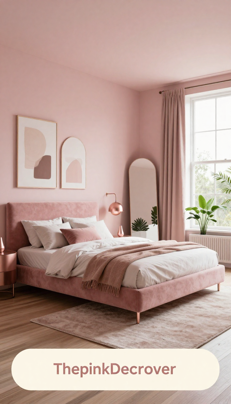 Complete Bedroom with pink decor elements