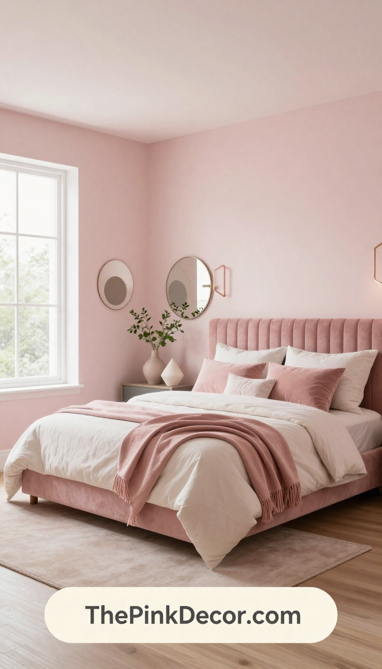Complete Bedroom with pink decor elements