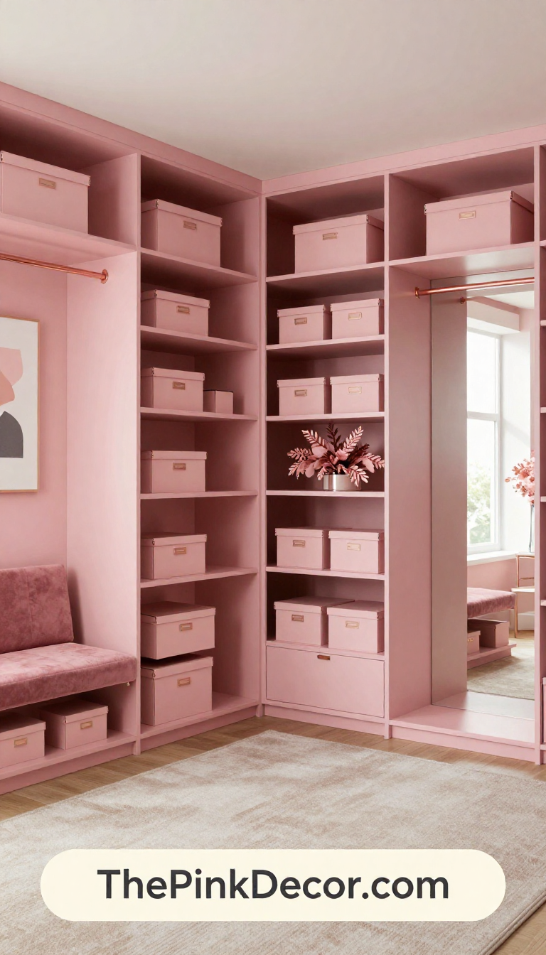 pink pink closet organization ideas and inspiration for modern homes - Complete View Complete Closet with Pink Decor Elements and Organization