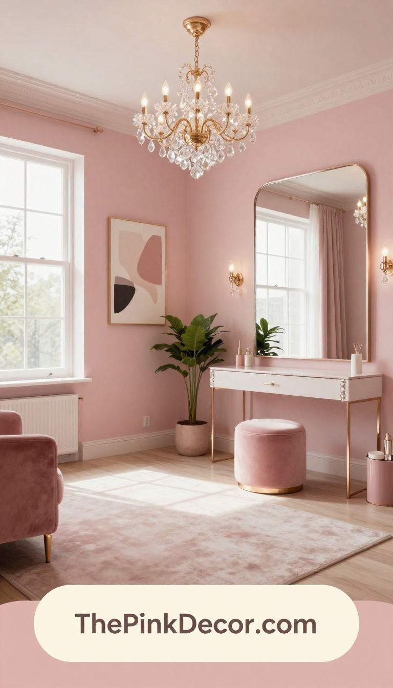 pink pink dressing room glam ideas and inspiration for modern homes - Complete View Complete Dressing Room with pink decor elements