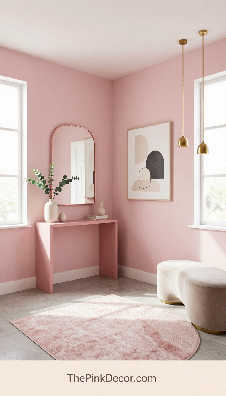 Complete Entryway with pink decor elements