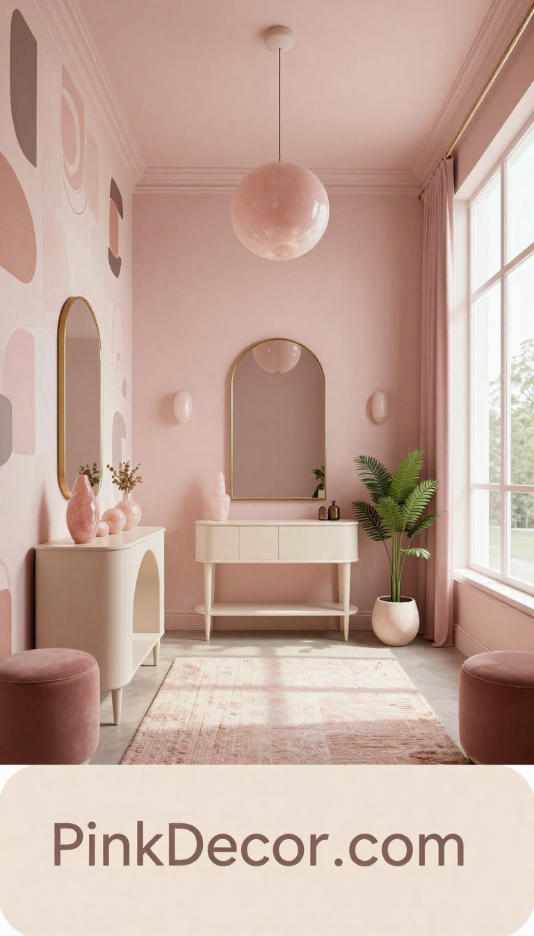 pink pink entryway design ideas and inspiration for modern homes - Complete View Complete Entryway with pink decor elements