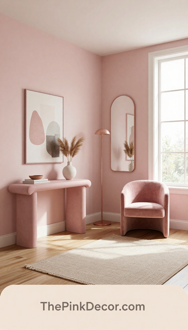 pink pink entryway design ideas and inspiration for modern homes - Complete View Complete Entryway with pink decor elements