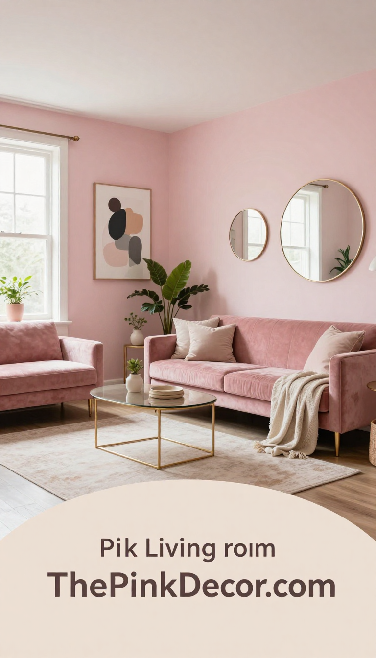 Cozy pink living room decor with textured fabrics and natural light, showcasing a complete pink living room with layered textures and complementary decor