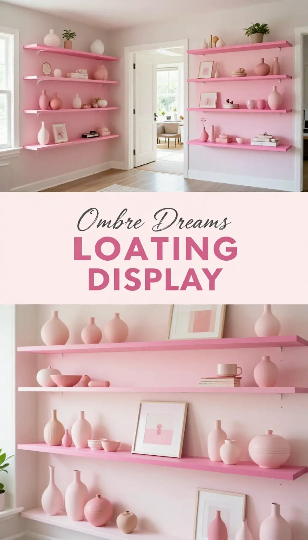 Pink Ombre Floating Shelf Entryway Display - Entryway - The Pink Decor