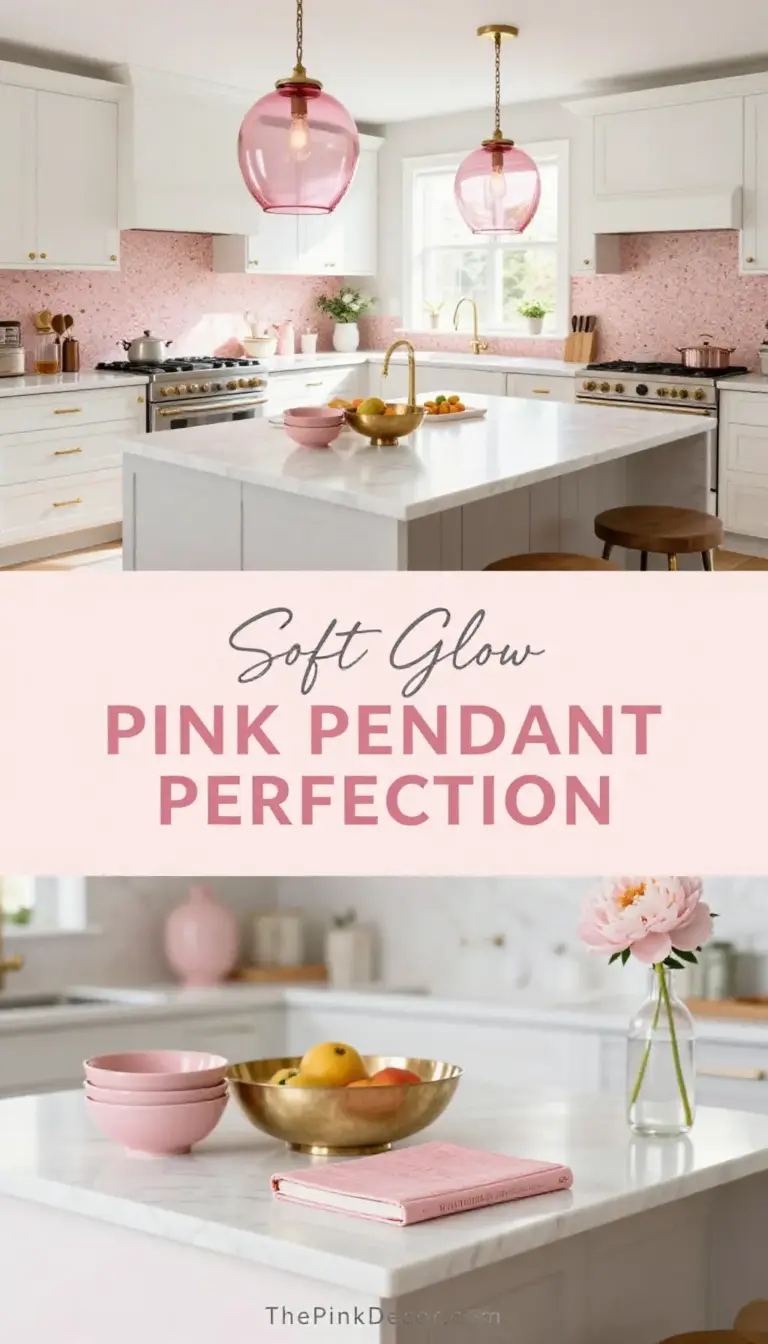 Pink Smoked Glass Pendant Lights Over Kitchen Islands - Kitchen - The Pink Decor