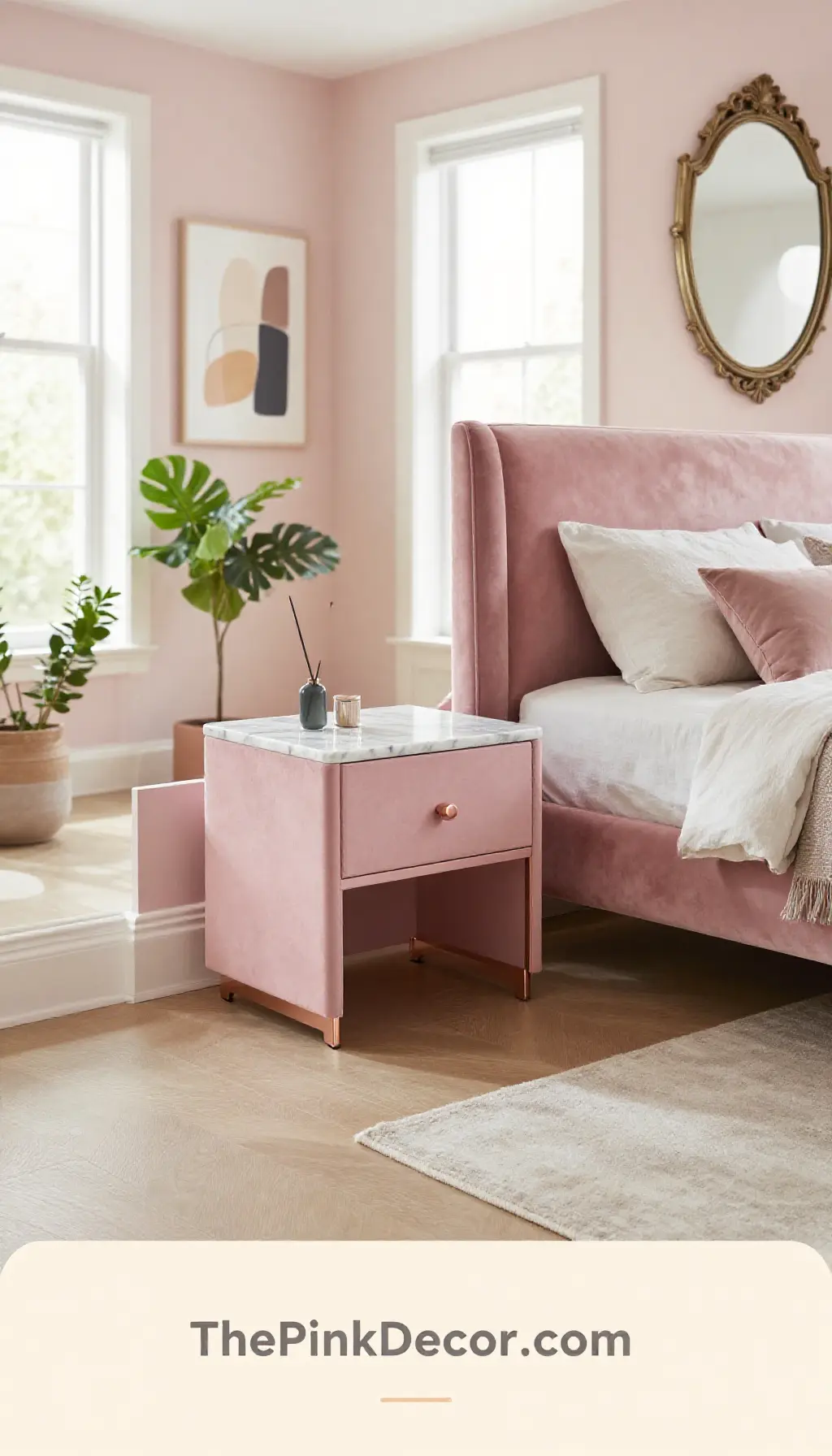 Complete Bedroom with pink decor elements