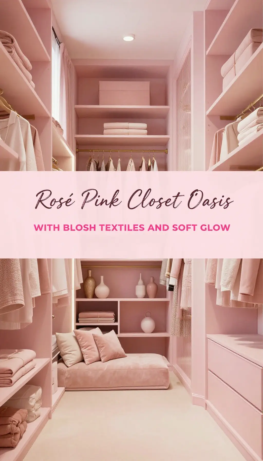 Rosé Pink Closet Oasis with Blush Textiles and Soft Glow - Closet - The Pink Decor