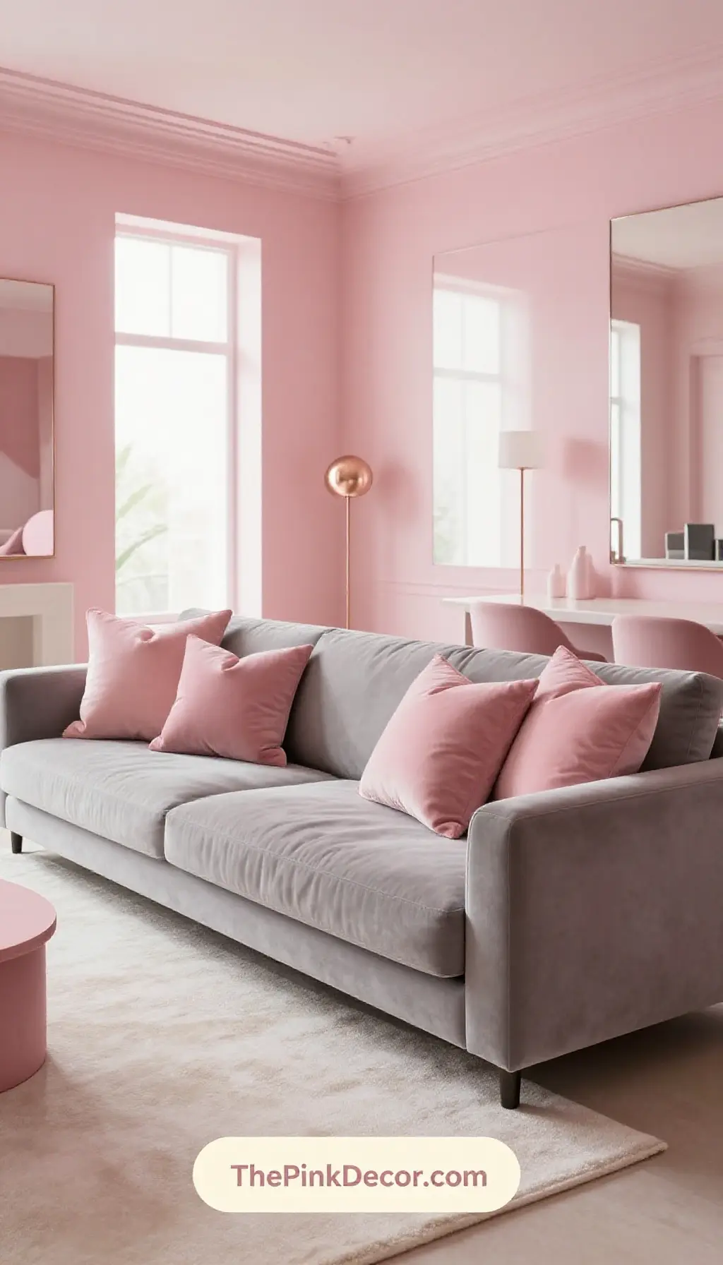 Complete Living Room makeover featuring Dusty Pink Throw Pillows and modern style elements