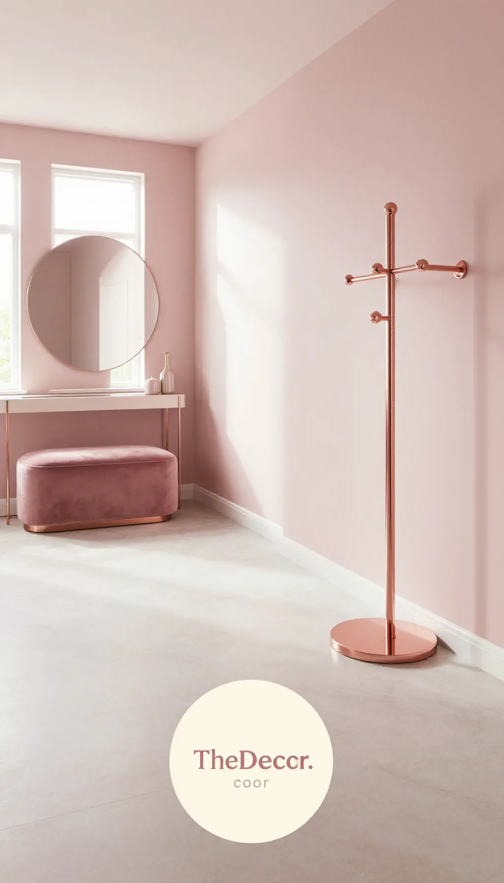 Complete Entryway with pink decor elements and rose gold accents