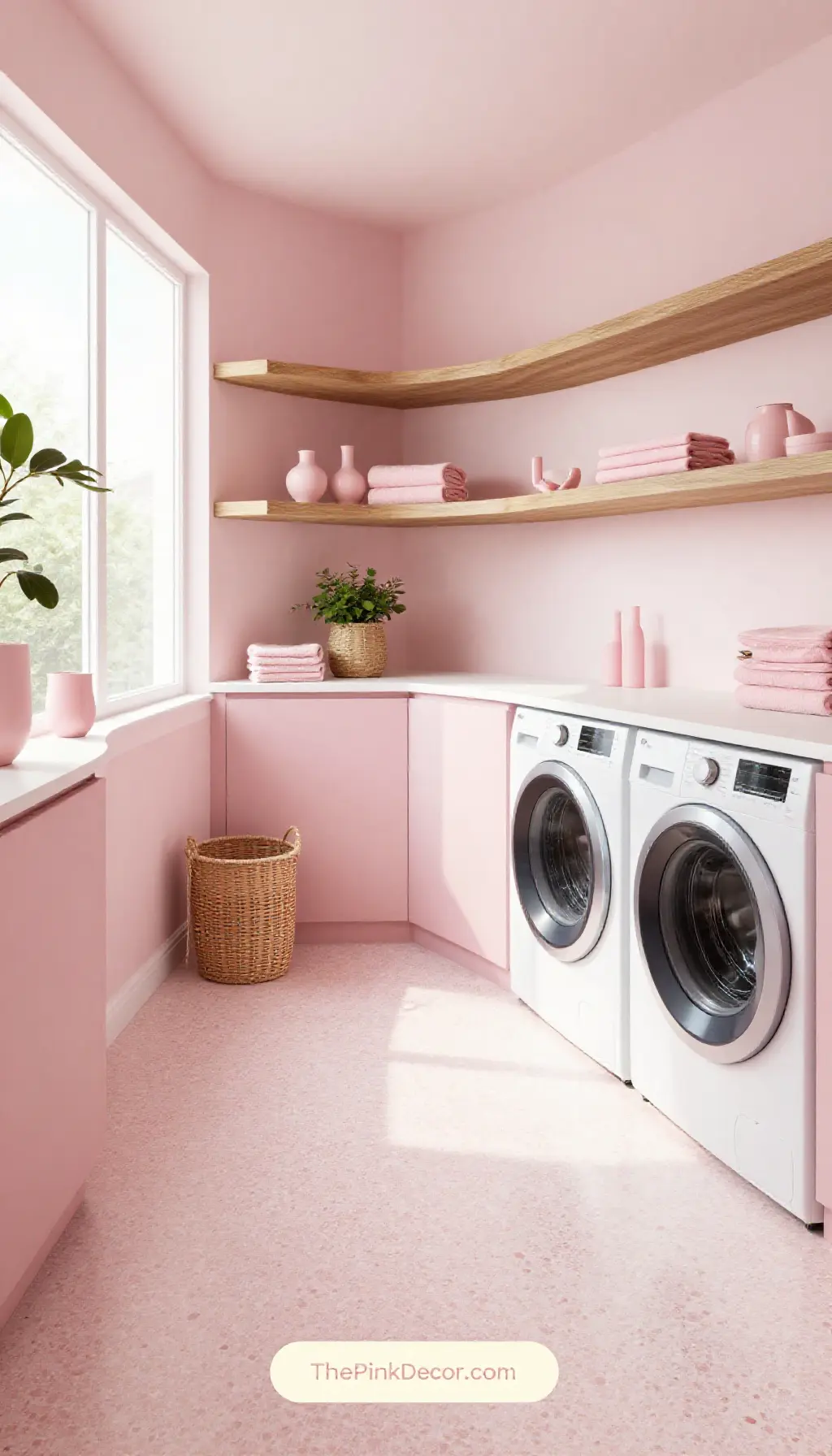 Complete Laundry Room with pink decor elements