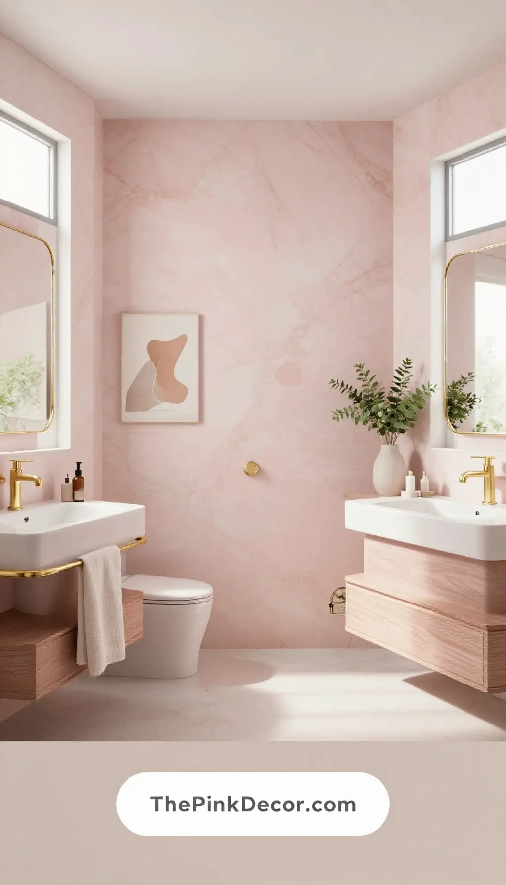 Complete Bathroom with pink decor elements