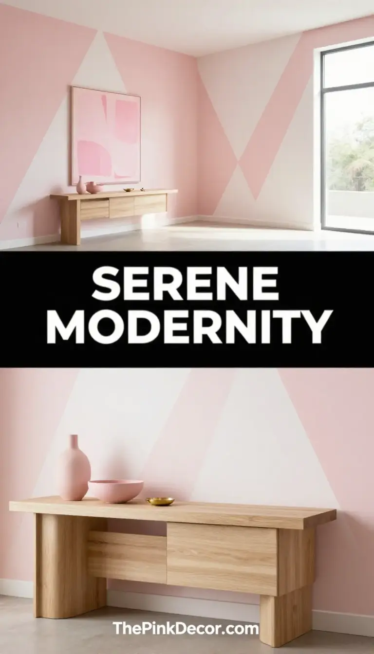 Blush Pink Minimalist Entryway with Geometric Wall Patterns - Entryway - The Pink Decor