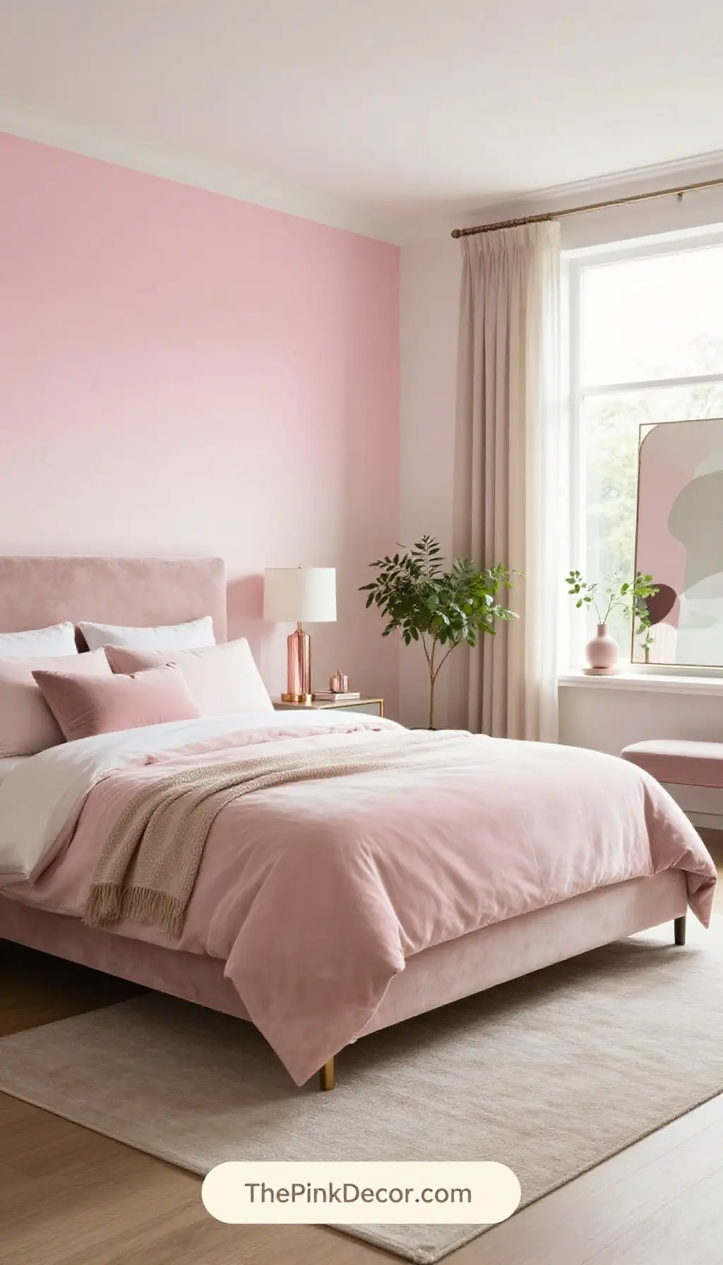 Complete Bedroom with pink decor elements