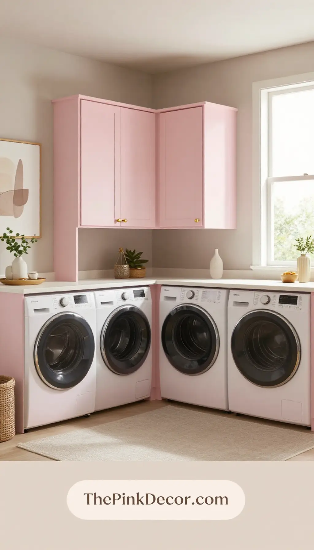 Complete Laundry Room with pink decor elements